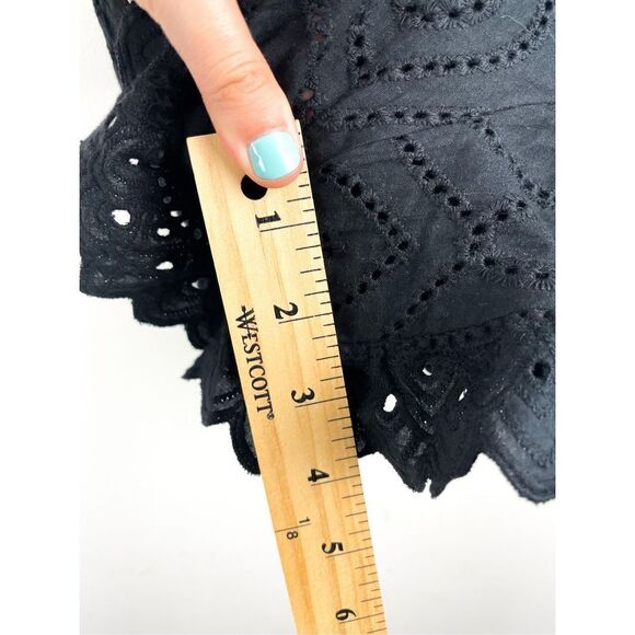 Allison New York Eyelet Spaghetti Strap Ruffle Romper Black - Picture 9 of 14